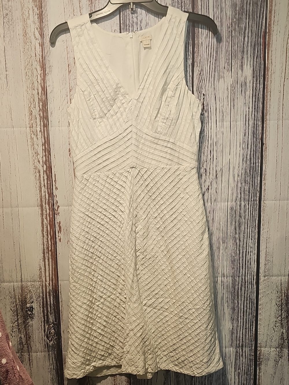 J. Crew White Textured Pintuck Midi Dress